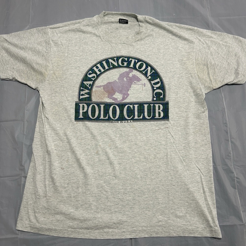 Vintage 90s Washington Polo Club T-Shirt  Adult XL Single Stitch Graphic